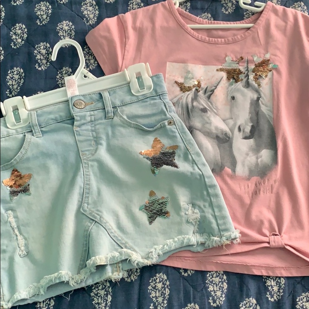 Unicorn shirt with skirt/short